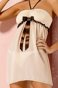 Camisa de Noite e Tanga - Cappuccino Chemise - Obsessive