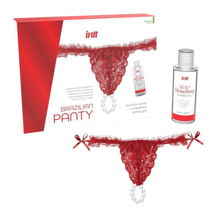 Kit com cueca brasileira com pérolas e lubrificante - INTT