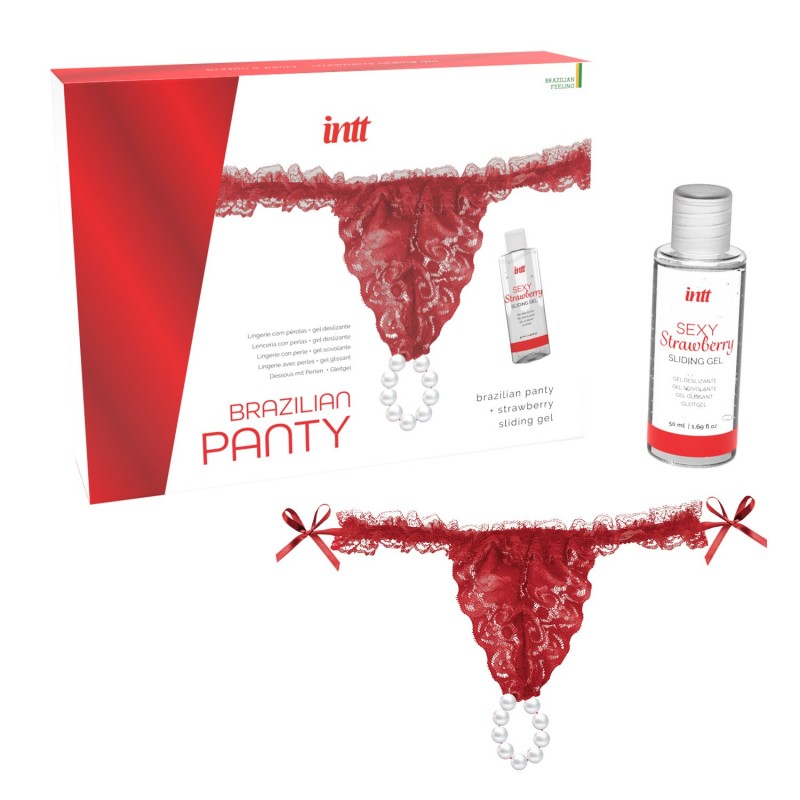 Kit com cueca brasileira com pérolas e lubrificante - INTT