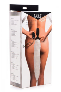 Plug anal vibratório, recaregavel com cauda de raposa branca - TAILZ