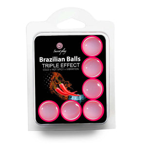 6 Bolas Lubrificantes Brazilian Balls - Triplo Efeito: Frio, Quente Picante e Vibração – Secret Play
